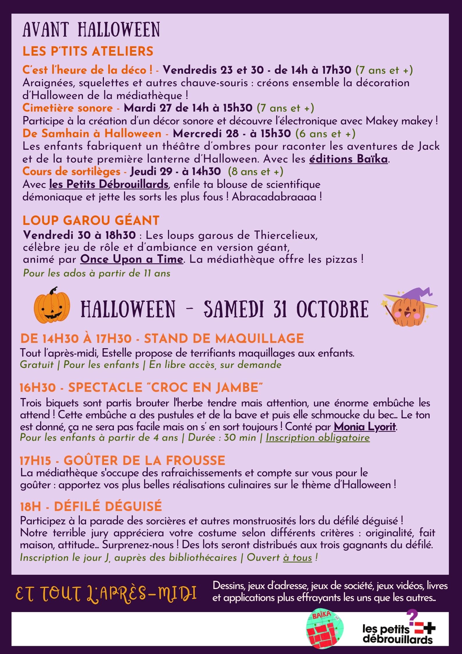 Affiche programme halloween
